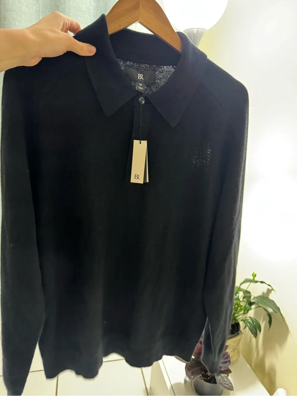 Banana Republic Black Collared Half-Zip Cardigan Sweater